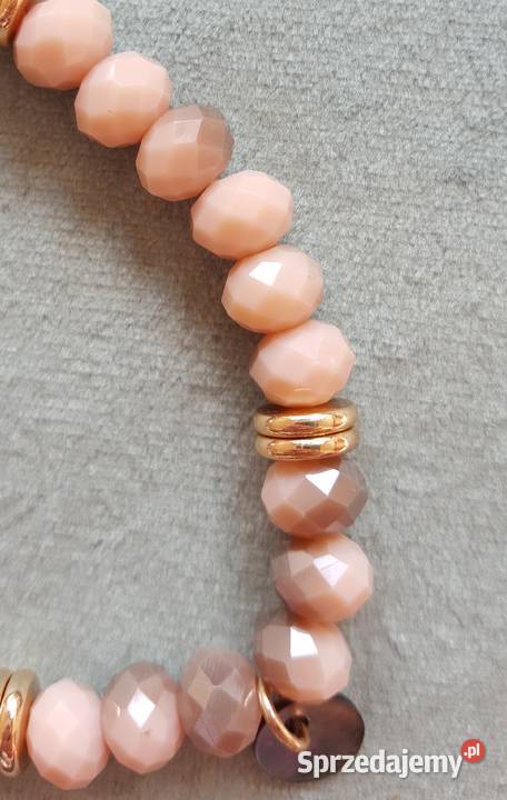 Nowa bransoletka koraliki pudrowy róż szary Szczecin