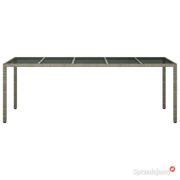 Stół ogrodowy szary 250x100x75 szkło i rattan PE mazowieckie Warszawa
