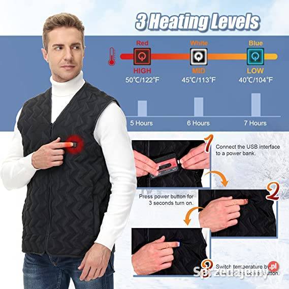 Podgrzewana kamizelka na usb XXXL uniwersalna