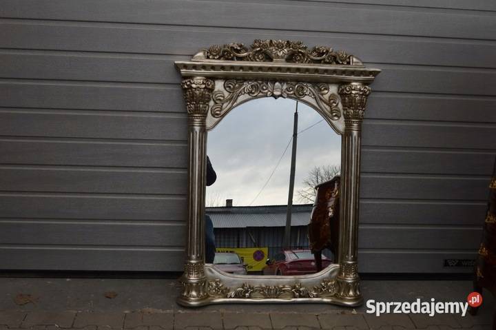 SREBRNE KOLUMNOWE LUSTRO SREBRO KRYSZTAŁ KWIATY