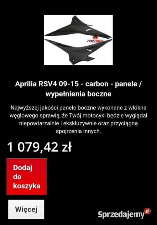 Osłony Carbonowe Aprilia RSV4 20092016 śląskie Czechowice-Dziedzice