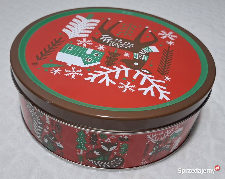 Pojemnik metalowy z pokrywką okrągły renifer Czeladź