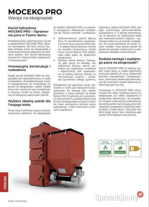 Kocioł ekogroszek pellet Moceko PRO piec co 20 Dom i Ogród Grajewo