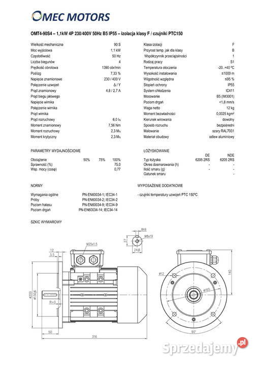 silnik elektryczny 11kW 1400obr 3fazowy 90B5 kujawsko-pomorskie Pigża