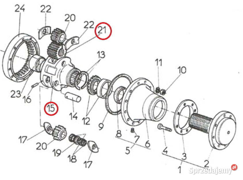 Kosz kompletny zwolnicy tylnej do MF 231 235 255 Ciągniki sprzedam