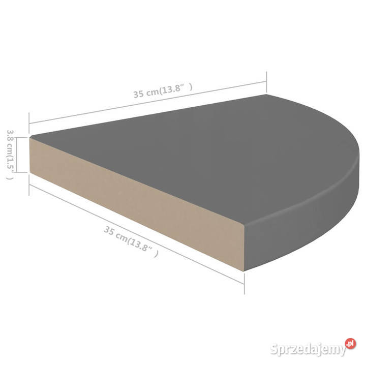 Narożne półki ścienne 4 połysk szare 35x35x38 Dom i Ogród