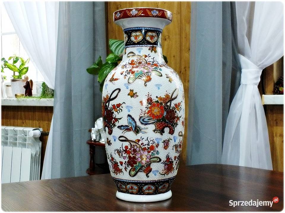Duży Wazon Porcelana ręcznie malowana Złotem wys Żary