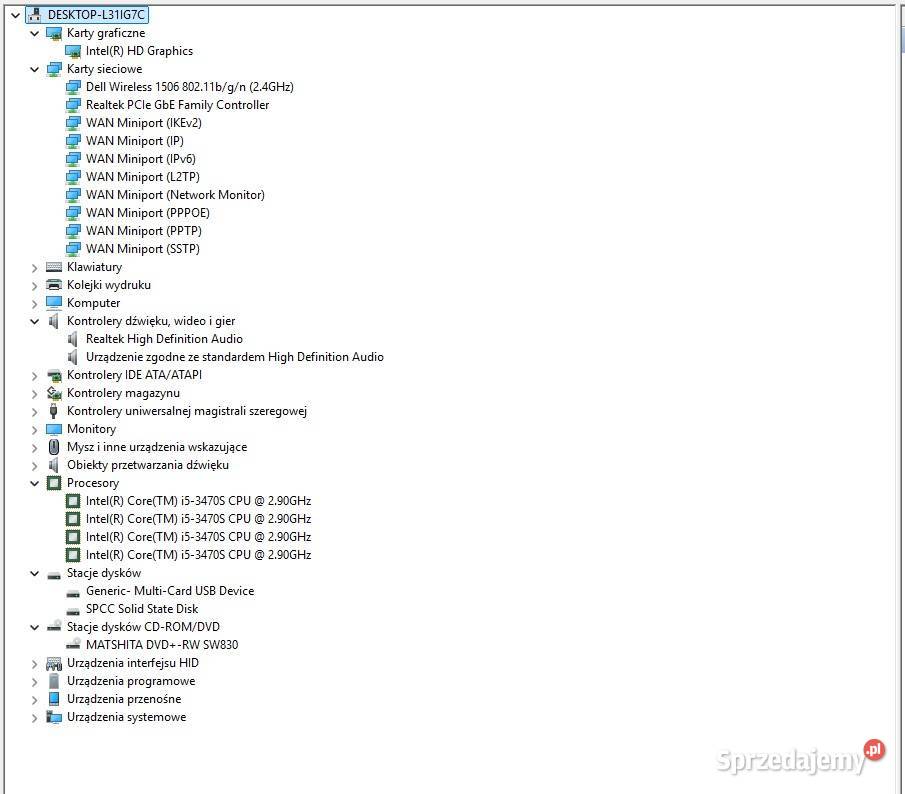 Komputer Dell Vostro V270s Windows 11 8GB 256GB Taktowanie procesora 2900