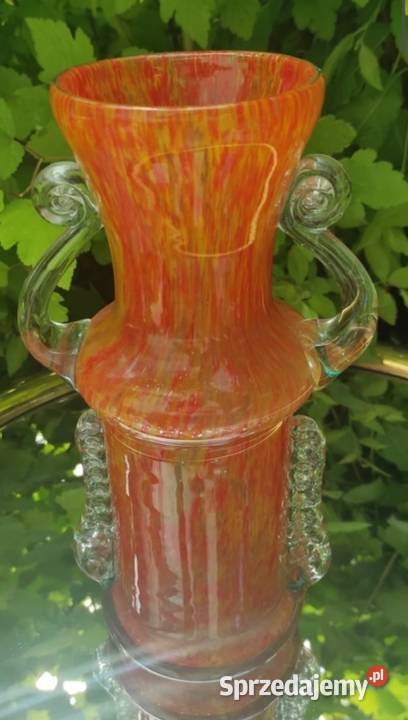 Szklany wazon Spółdzielnia Kamionka z Łysej Góry łódzkie Pabianice