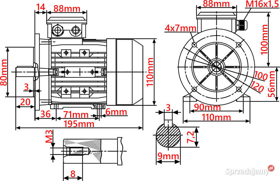 Silnik z Kołnierzem 009kW 230V 1400obr 3FAZOWY kujawsko-pomorskie Solec Kujawski sprzedam
