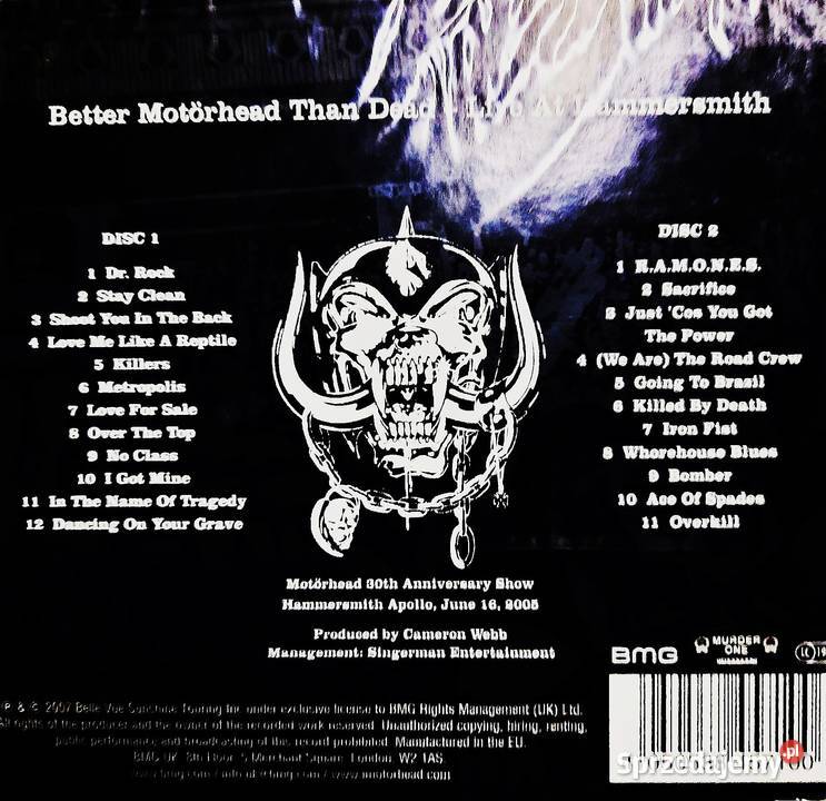 Rewelacyjny Koncert Motorhead 2xCD Szczecin sprzedam