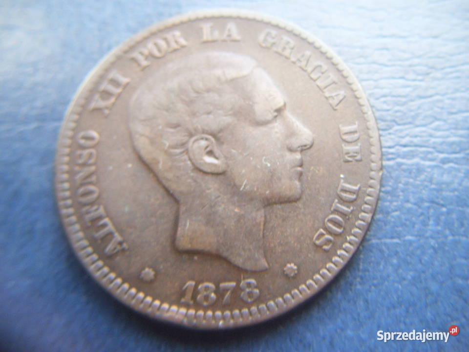 Stare monety 10 centymów 1878 Hiszpania Lesko
