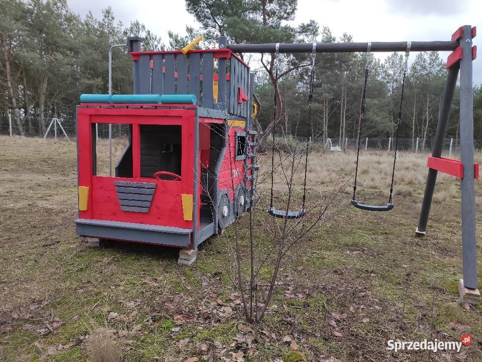 Plac zabaw wóz strażacki huśtawka piaskownica Poznań