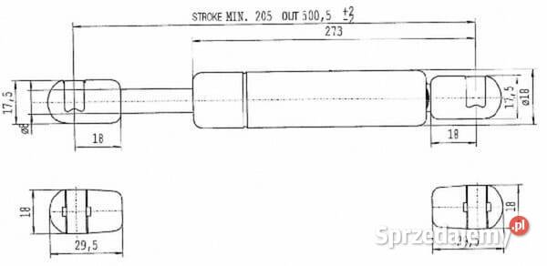 Sprężyna gazowa L5005 mm 325N Stabilus CA636185 Kamionna
