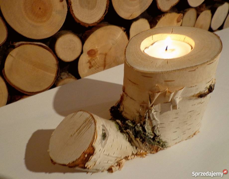 Świecznik brzoza tealight plastry drewniane Rybnik