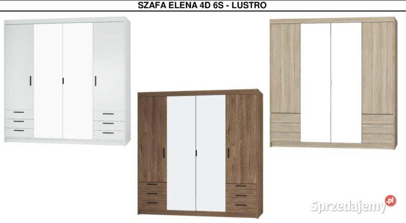 Duża szafa 4d z szufladami i lustrem dąb sonoma Gdańsk