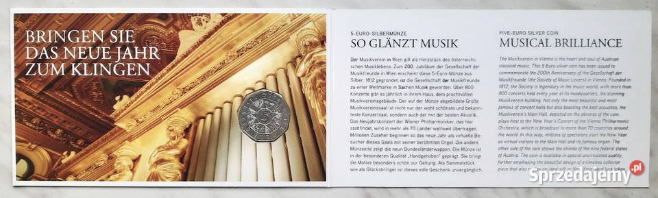 Moneta 5 Euro Austria Ag 2012 I Gliwice sprzedam
