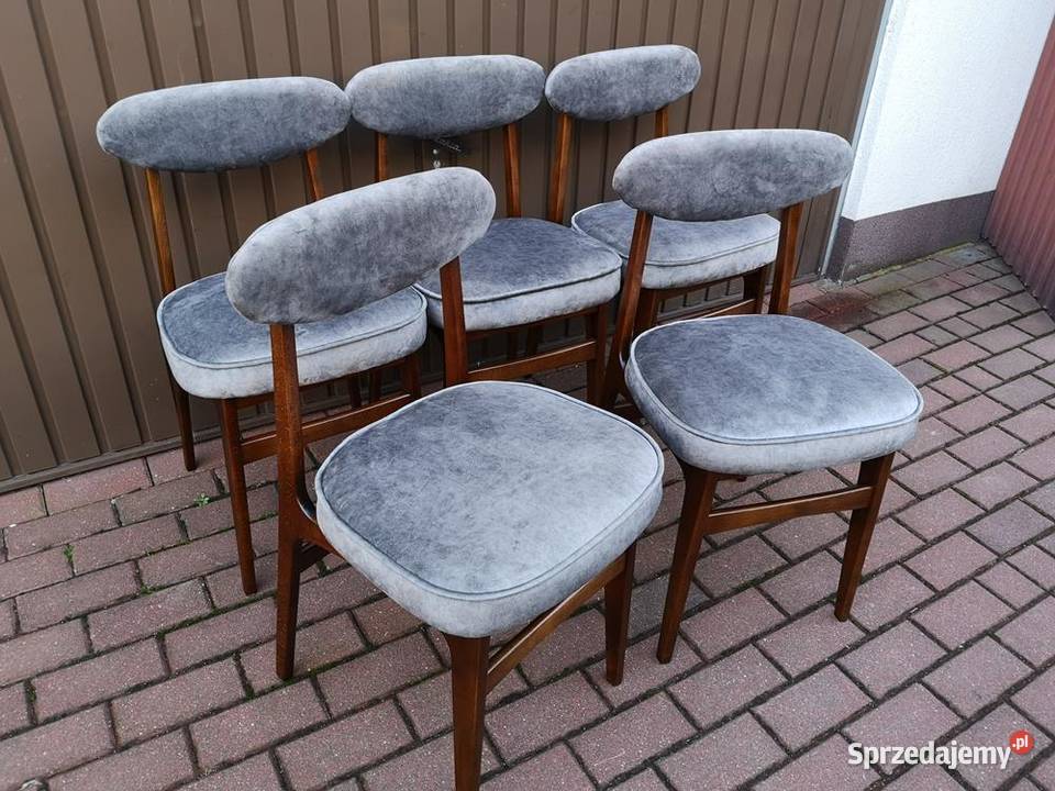 Krzesła PRL Hałas Stare Komplet 5 Sztuk Swarzędz