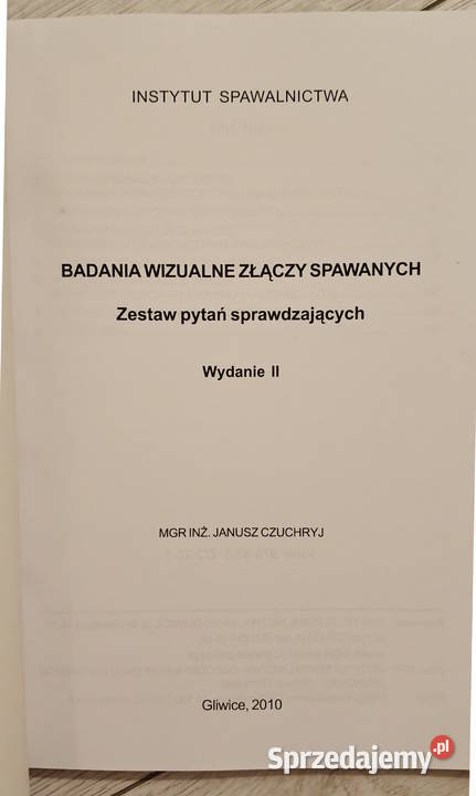 Badania wizualne złączy spawanych zestaw pytań Gorlice sprzedam