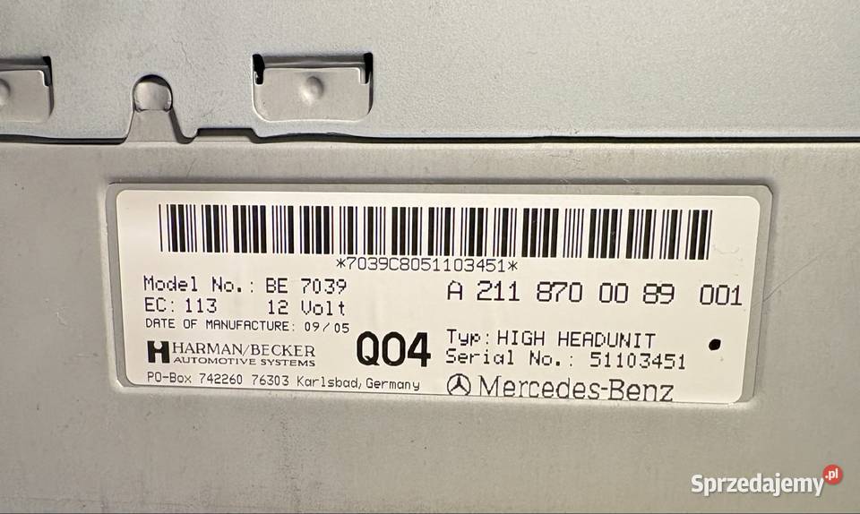 Radio Nawigacja Bluetooth Comand Ntg 1 Mercedes wielkopolskie Konin