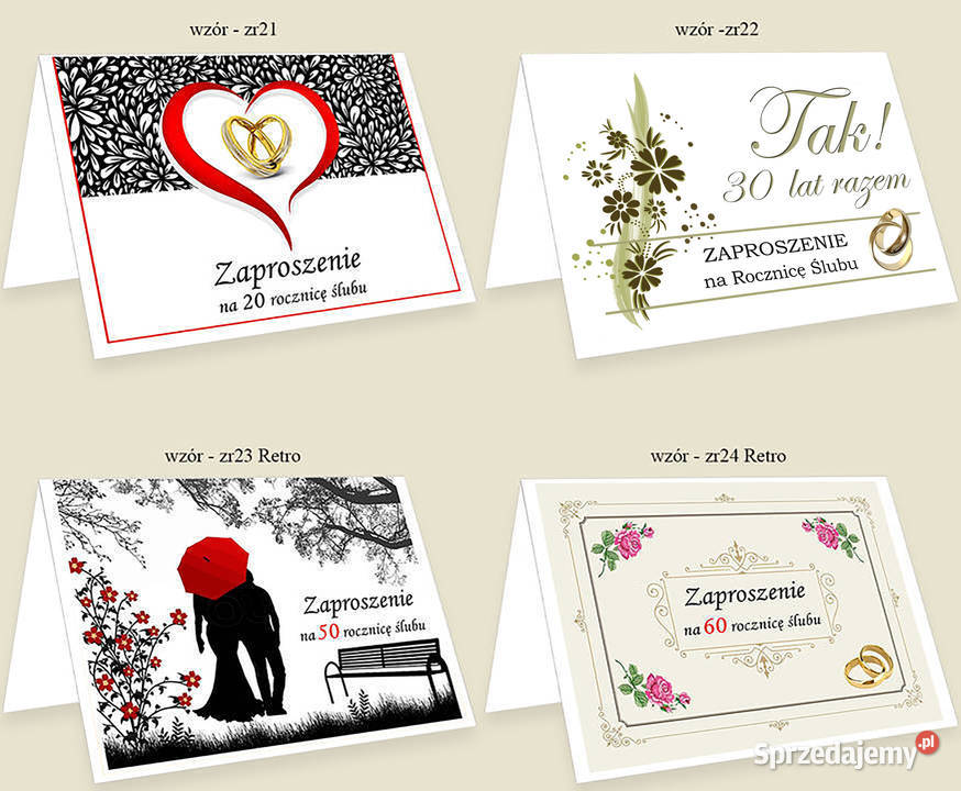 Zaproszenia na Rocznicę Ślubu 10 15 25 40 50 60 Dąbrowa Górnicza
