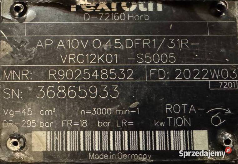 Rexroth AP A10V O 45 DFR131R VRC12K01 S5005 wielkopolskie