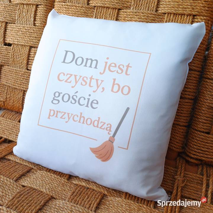 Poduszka z nadrukiem zabawny tekst 38x38 Idealna Dębna sprzedam