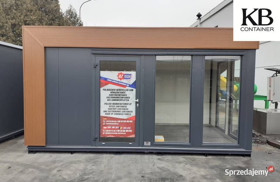 Ładny przeszklony kontener biurowy Kontener opolskie Kędzierzyn-Koźle