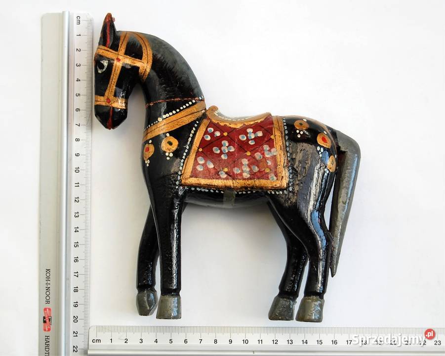 Koń indyjski rzeźba drewniana malowana indyjska lubelskie Lublin