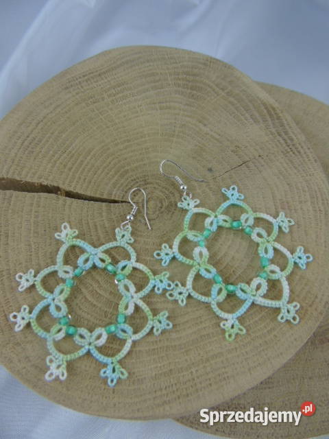 Kolczyki frywolitkowe różne wzory i kolory Wiśniowa