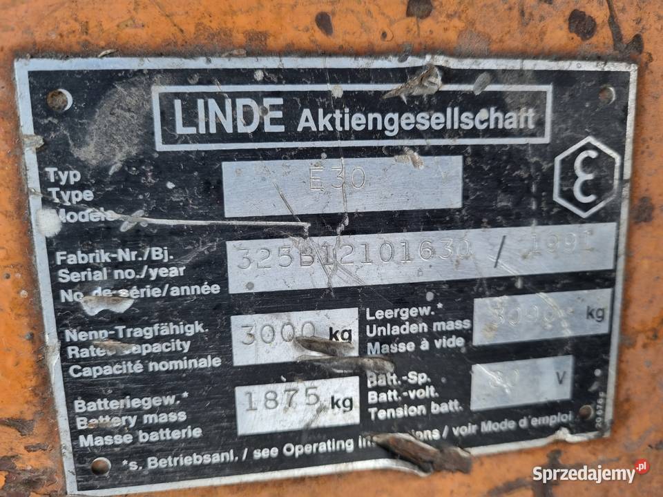 Wózek widłowy Linde E30 elektyczny
