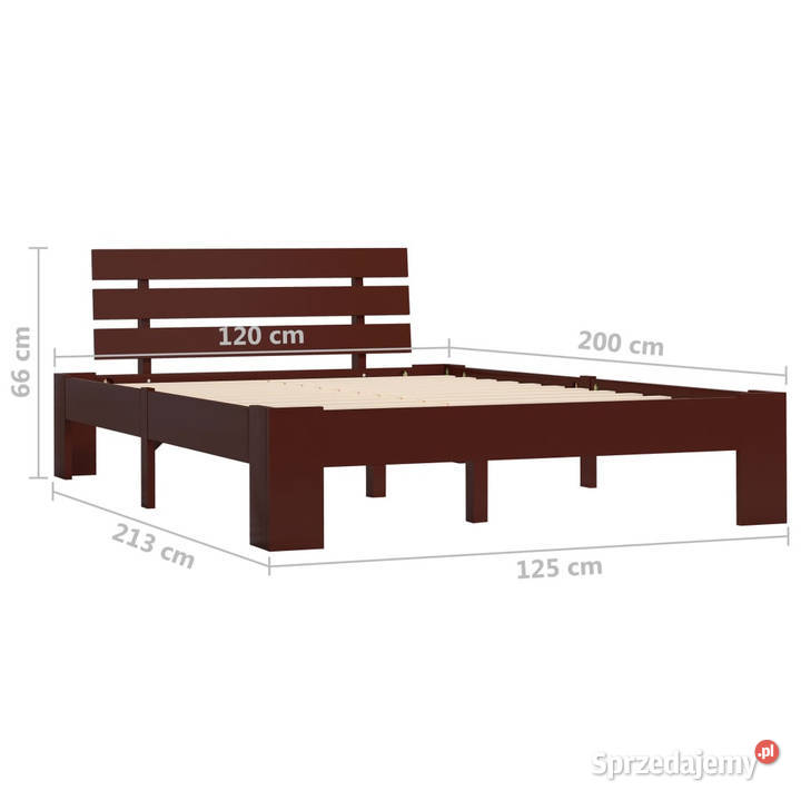Rama łóżka ciemnobrązowa lite drewno sosnowe 120 125cm sprzedam