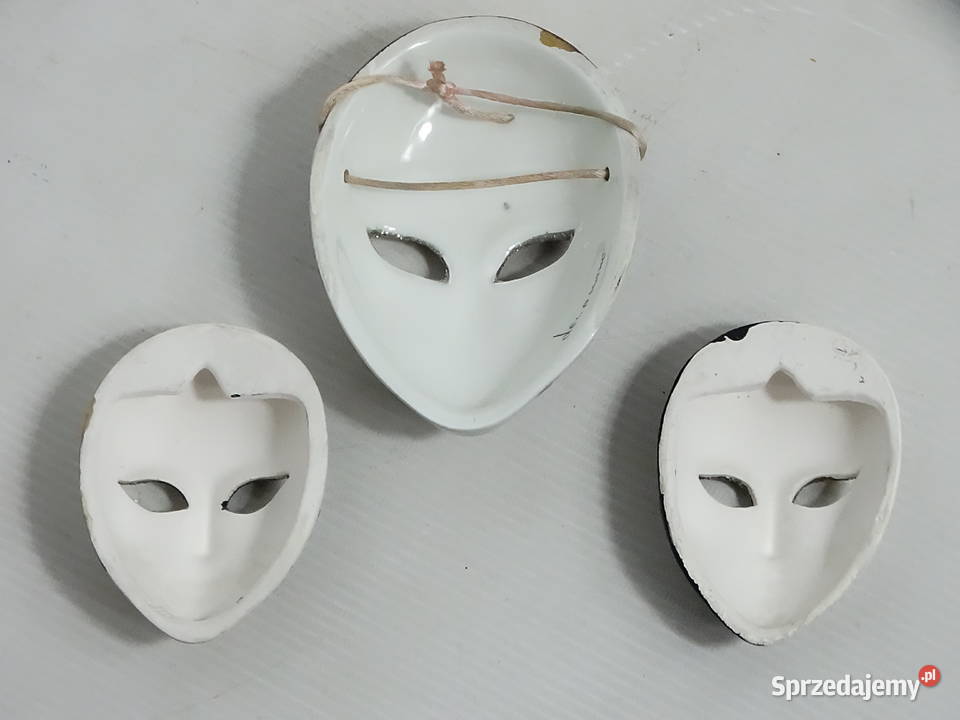 Zestaw ceramicznych masek weneckich ozdoba Biłgoraj