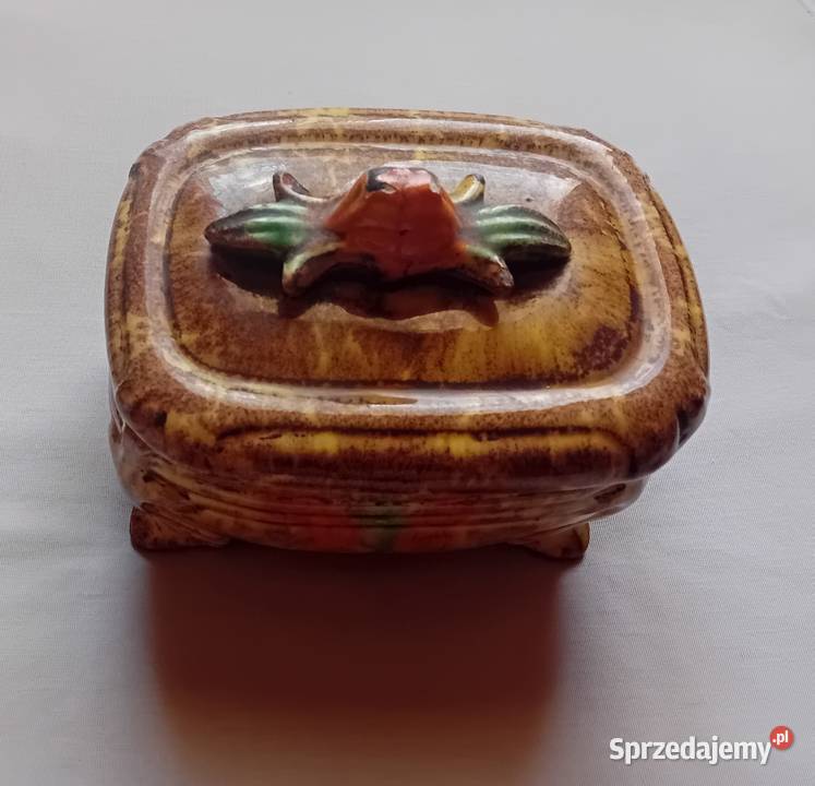 Ceramiczna szkatułka Jasba zdobiona glazurą Koźminek