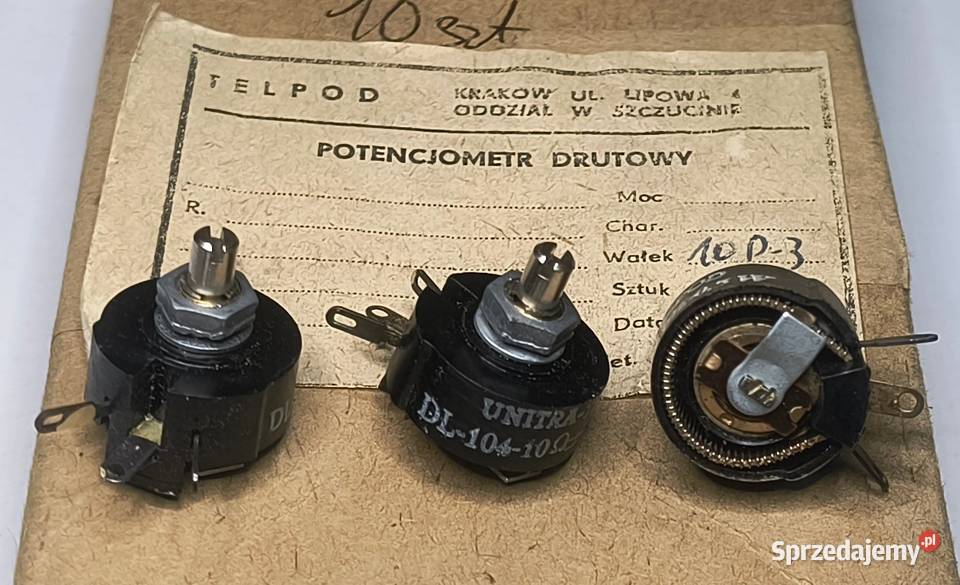 Potencjometr drutowy 10 Ohm DL104 Unitra TELPOD Gdańsk
