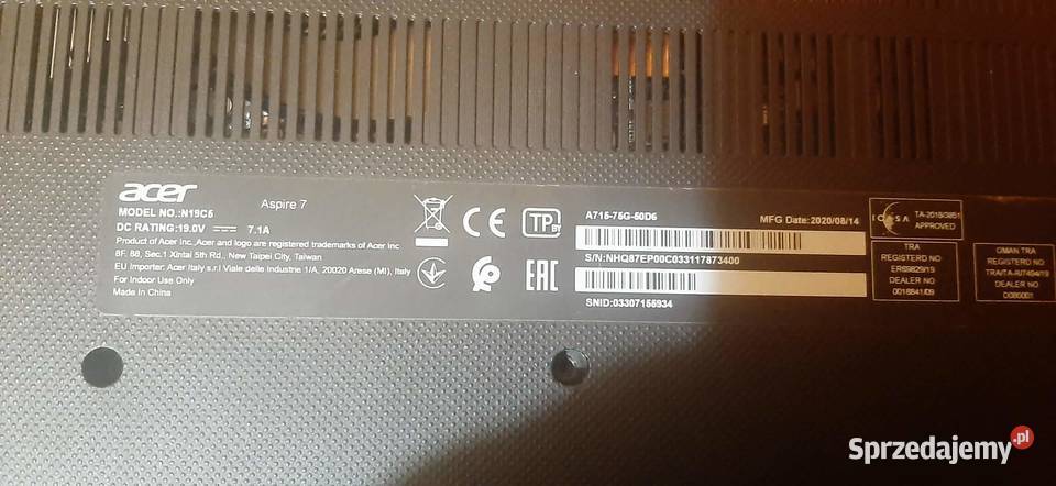 Sprzedam na części Acer Aspire 7