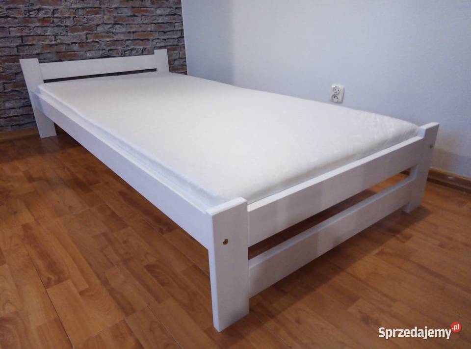 Łóżko 90x200 z materacem sprężynowym Białe Siwe