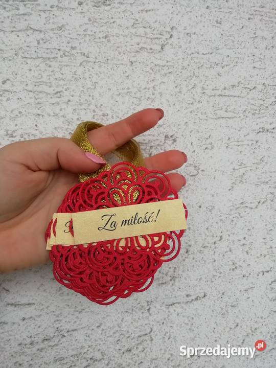 Czerwone złote Zawieszki ażurowe etykiety na lubelskie Krasnystaw