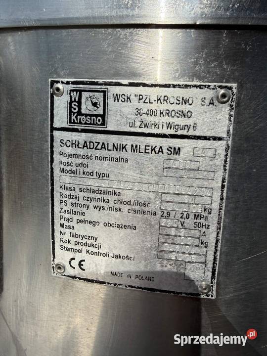 schładzalnik basen zbiornik do mleka 400L Myszyniec Stary sprzedam