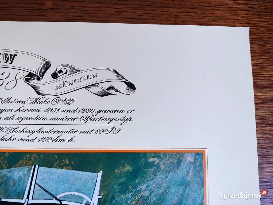 Plakat kolekcjonerski BMW 328 z 1938 roku Głuchołazy