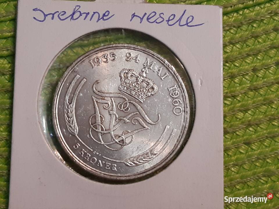 moneta srebrna Danii 5 koron z 1960r podlaskie
