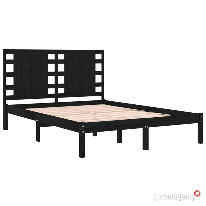 Rama łóżka czarna lite drewno sosnowe 200 x 200