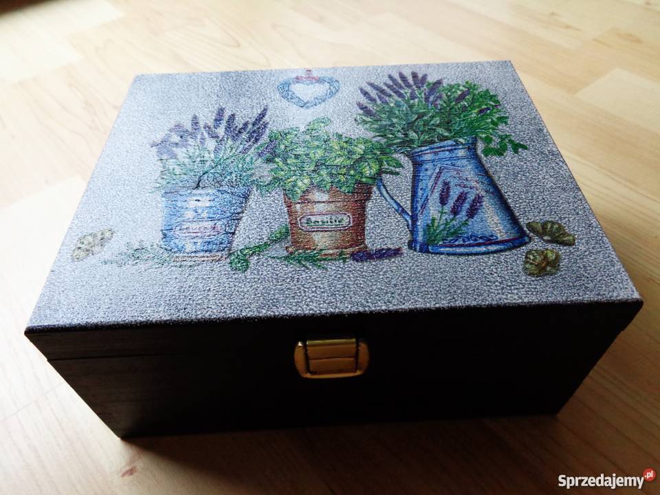LAWENDA i BAZYLIA Drewniana ozdobna skrzyneczka Warszawa