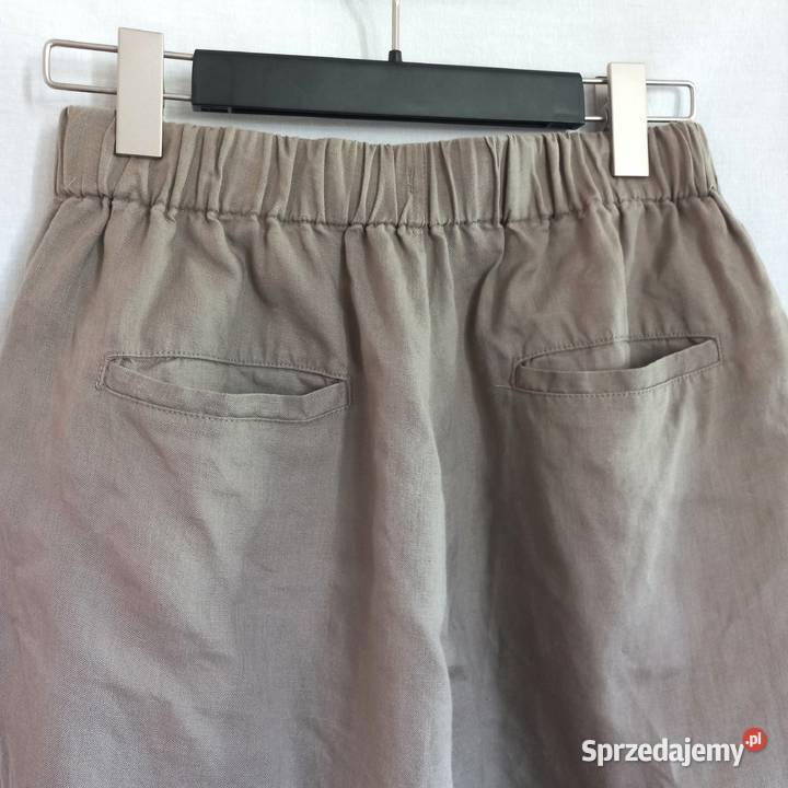 Spodnie LEN Luźne zielone Balloon khaki r SM 78 Białystok