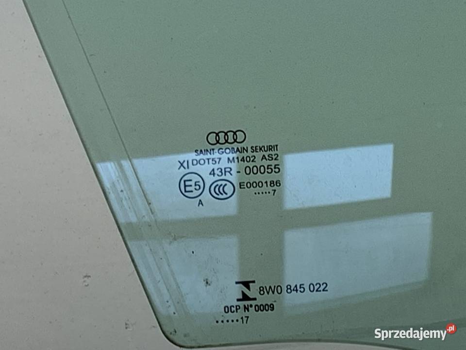 SZYBA DRZWI PRZÓD PRAWA PODWÓJNA AUDI A4 B9 Uszczelki szyb sprzedam