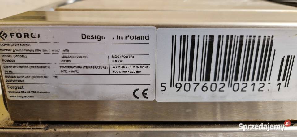 Grill podwójny Forgasy FG 09202 wielkopolskie Poznań
