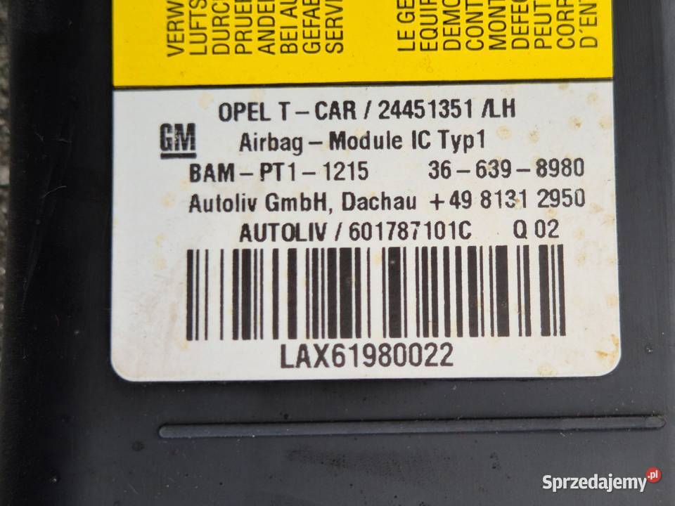 KURTYNA BOCZNA AIRBAG PRAWA LEWA OPEL ASTRA III osobowe Poduszki powietrzne Działoszyce