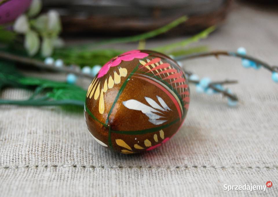 Stara pisanka drewniana malowana Ukraina 6 Lublin