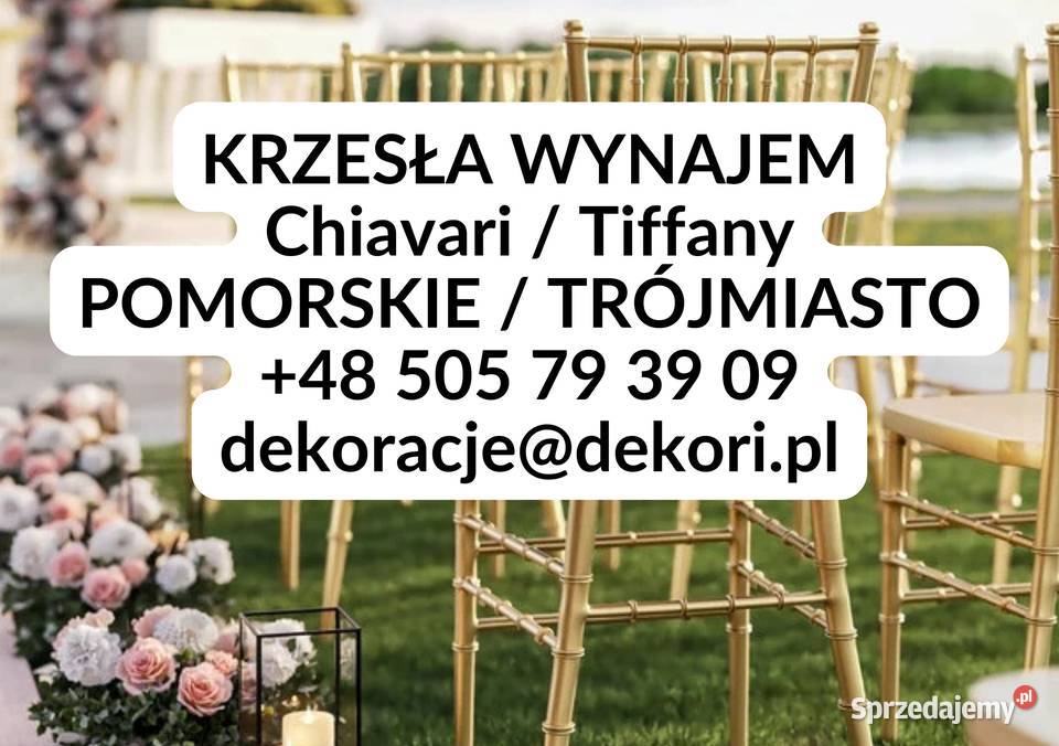 Krzesła Tiffany Chiavari Białe Gdańsk Wynajem pomorskie Gdynia