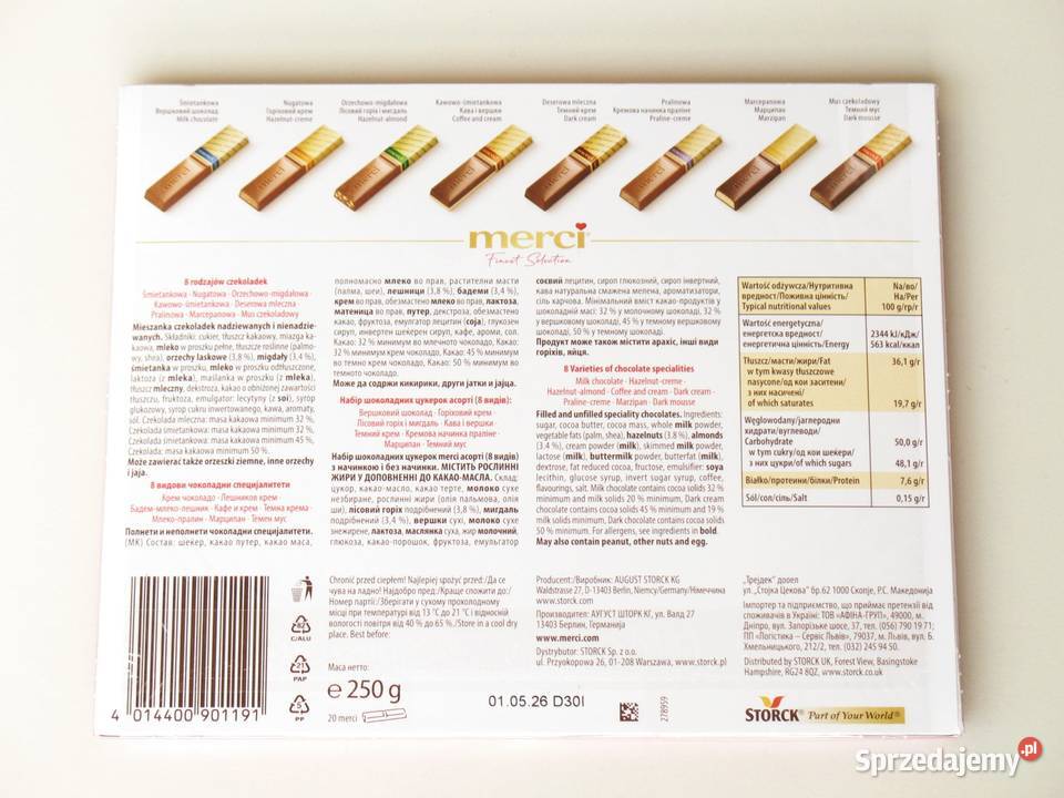 Merci kolekcja czekoladek bombonierka 250g